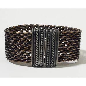 Erica Zap Brass Mesh Statement Magnetic Clasp Bracelet 7"